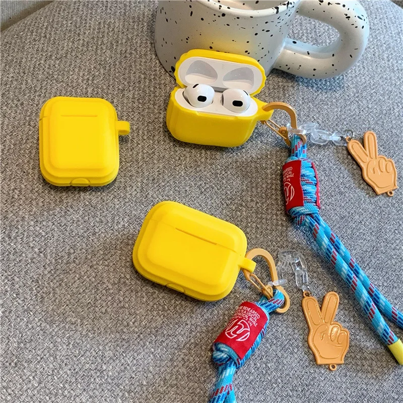 Semplice Limone Giallo Forbici Corda A Mano Custodia Per Auricolari Per Apple Airpods Pro2 Custodia Per Airpods 3 3A Generazione Airpod 2 1 Custodia