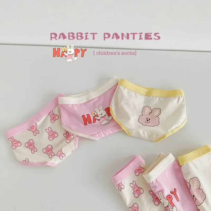 

N128 Children's Underpants Female Autumn Cartoon Rabbit Girls Flat Horn Class A Pure Cotton Baby Underpants