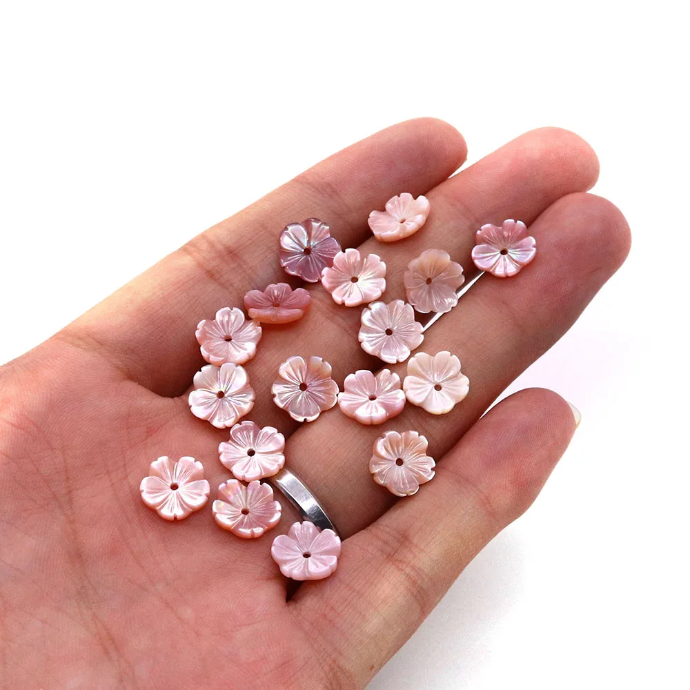 NaturalSeawaterShellPinkFlowerBeads810mmMakingWomenFashion