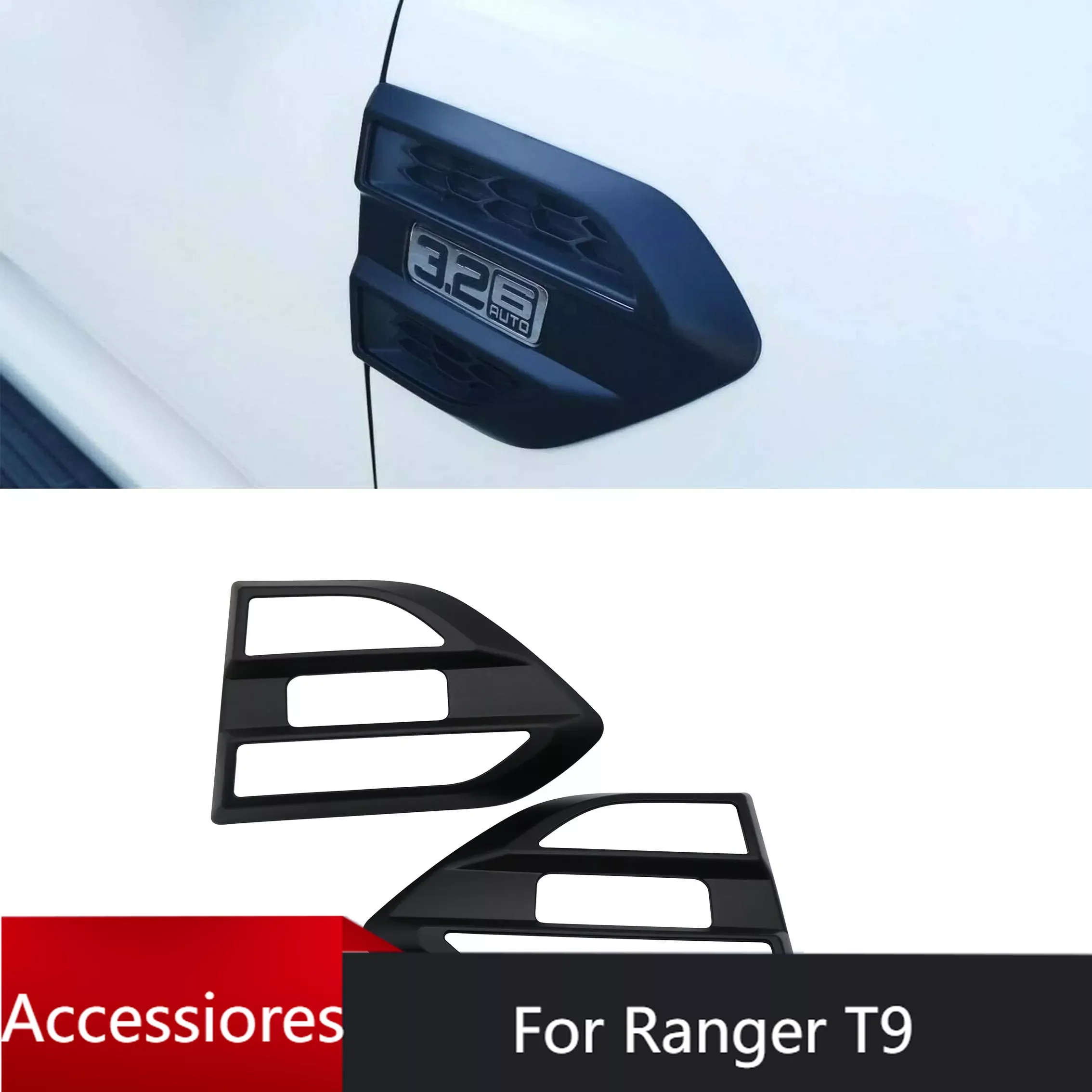 

For Ford Ranger Raptor 2015 -2022 Side Vent Cover Protector Car Side Fender Air Vent Hood Sticker Outlet Cover Decorative