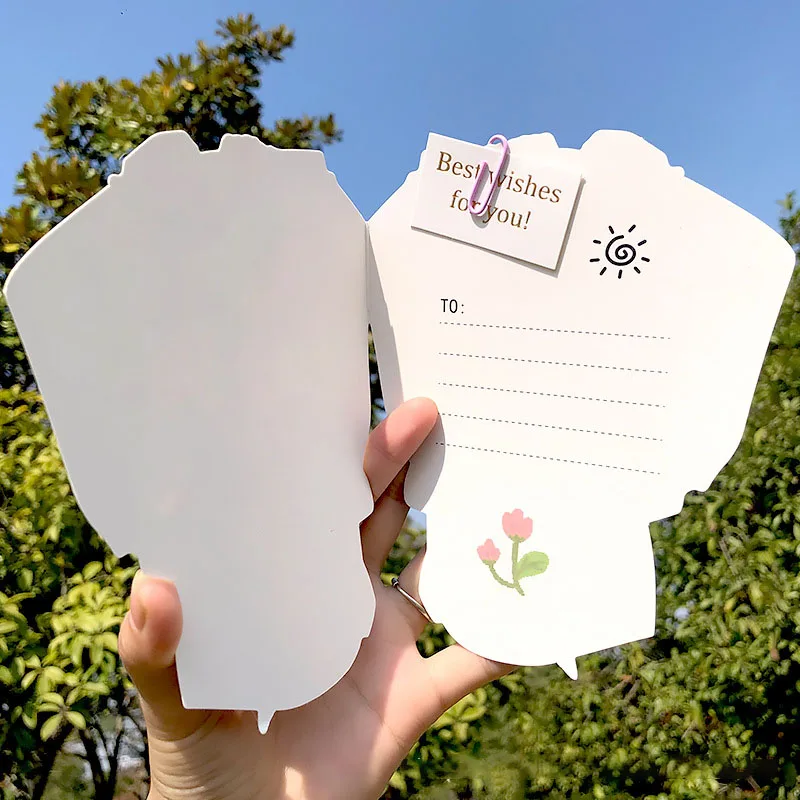 Flower Bouquet Shape Rose Blossom 3D Greeting Card For Thanksgiving Mother's Day Birthday Valentine's Day 1Pc