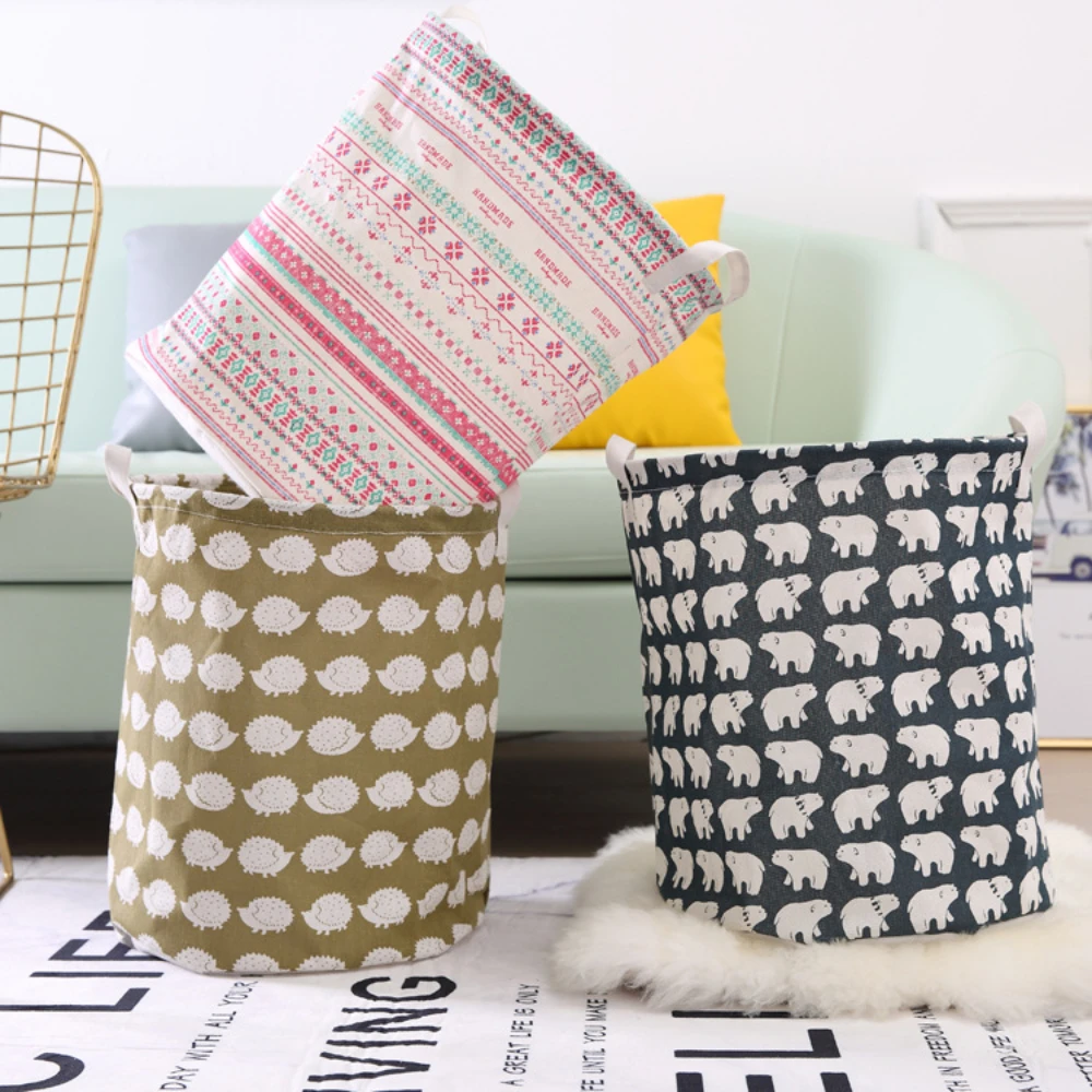 Dirty Cloth Basket Folding Toy Cloth Storage Basket Storage Bucket Washing Basket Household Fabric Art Storage Basket Bag Cute 3