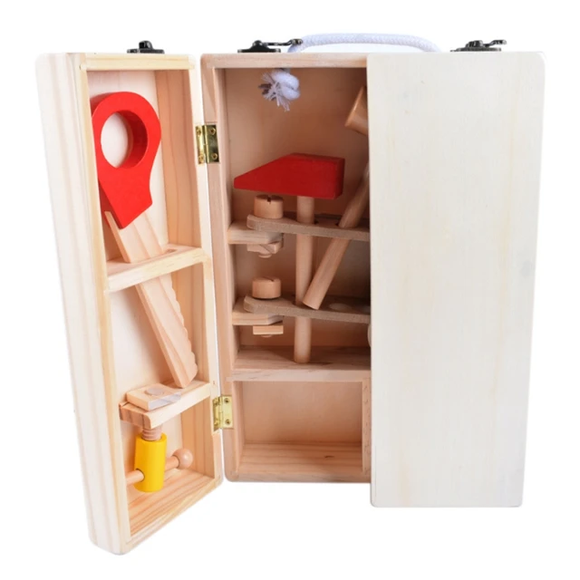 30x20.3x8cm/11.81x7.99x3.14in Tool Kit Children's Brain Game Kinderganten Lovely Dressing Educational Toy Wood Made 2