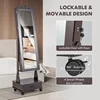 Jewelry Cabinet Armoire Freestanding, Lockable Jewelry Organizer with 3-position Adjustable Angle, Wheels, Full-length Mirror 5