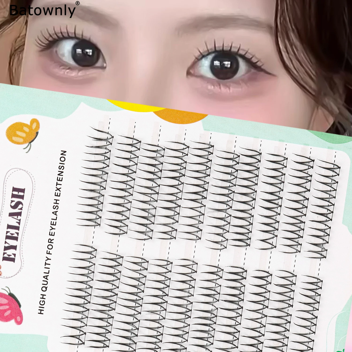 Lash Clusters 6-12mm Hand Lured U-shaped Girl Group False Eyelashes 100 Clusters Natural Comfortable Cartoon Eyes Fairy False Ey