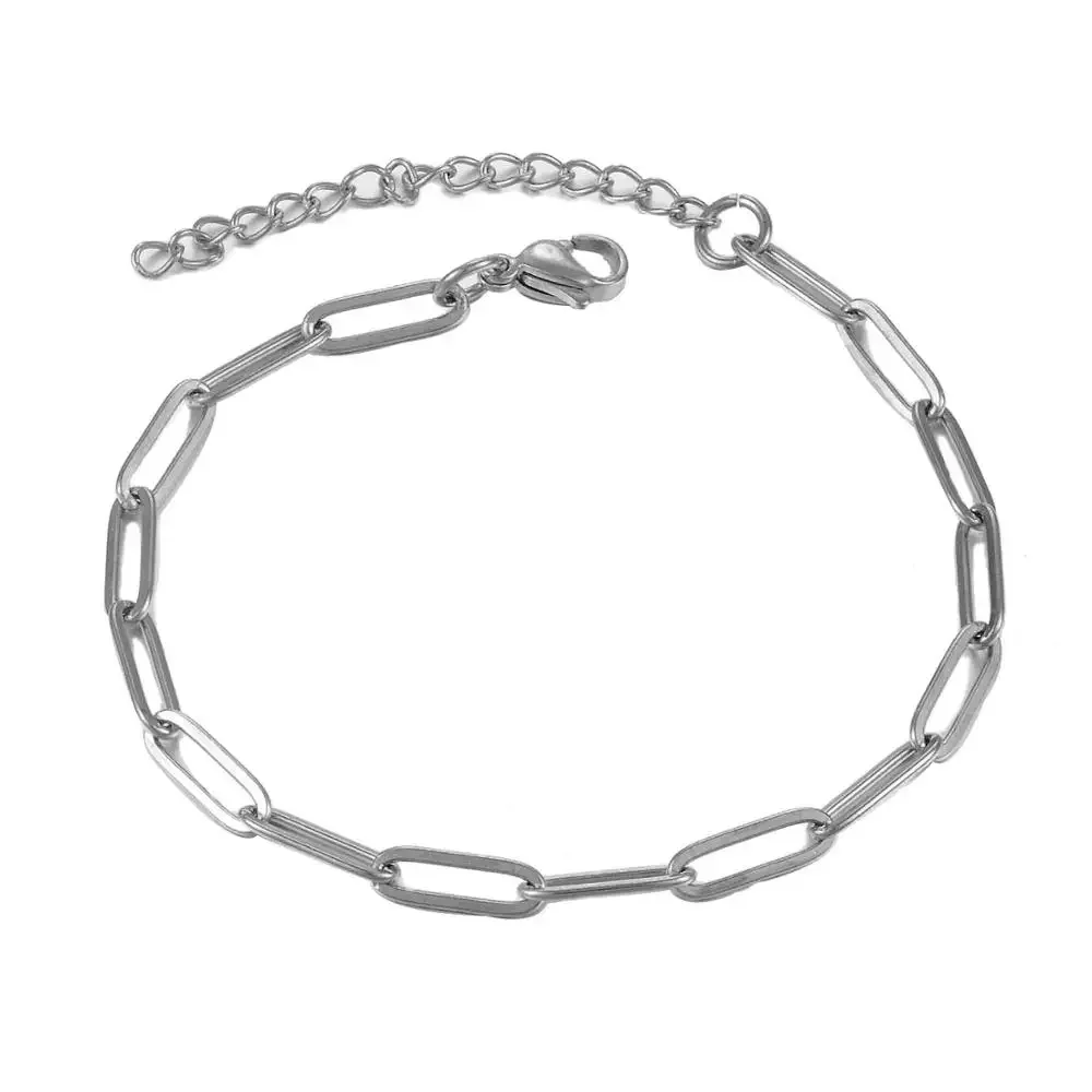 Bracelet Jewelry Stainless Steel Bracelet No Fade Gold/Silver Color Paperclip Chain Ladies Bangle Accessories