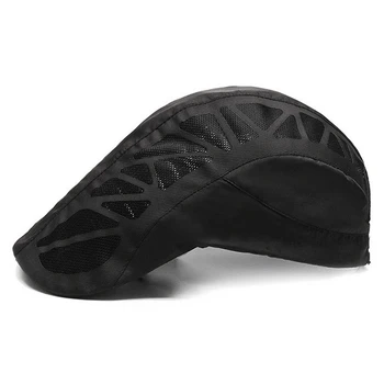 Breathable Mesh Adjustable Cozy Cotton Newsboy Hat Men's Mesh Flat  Golf Caps 1