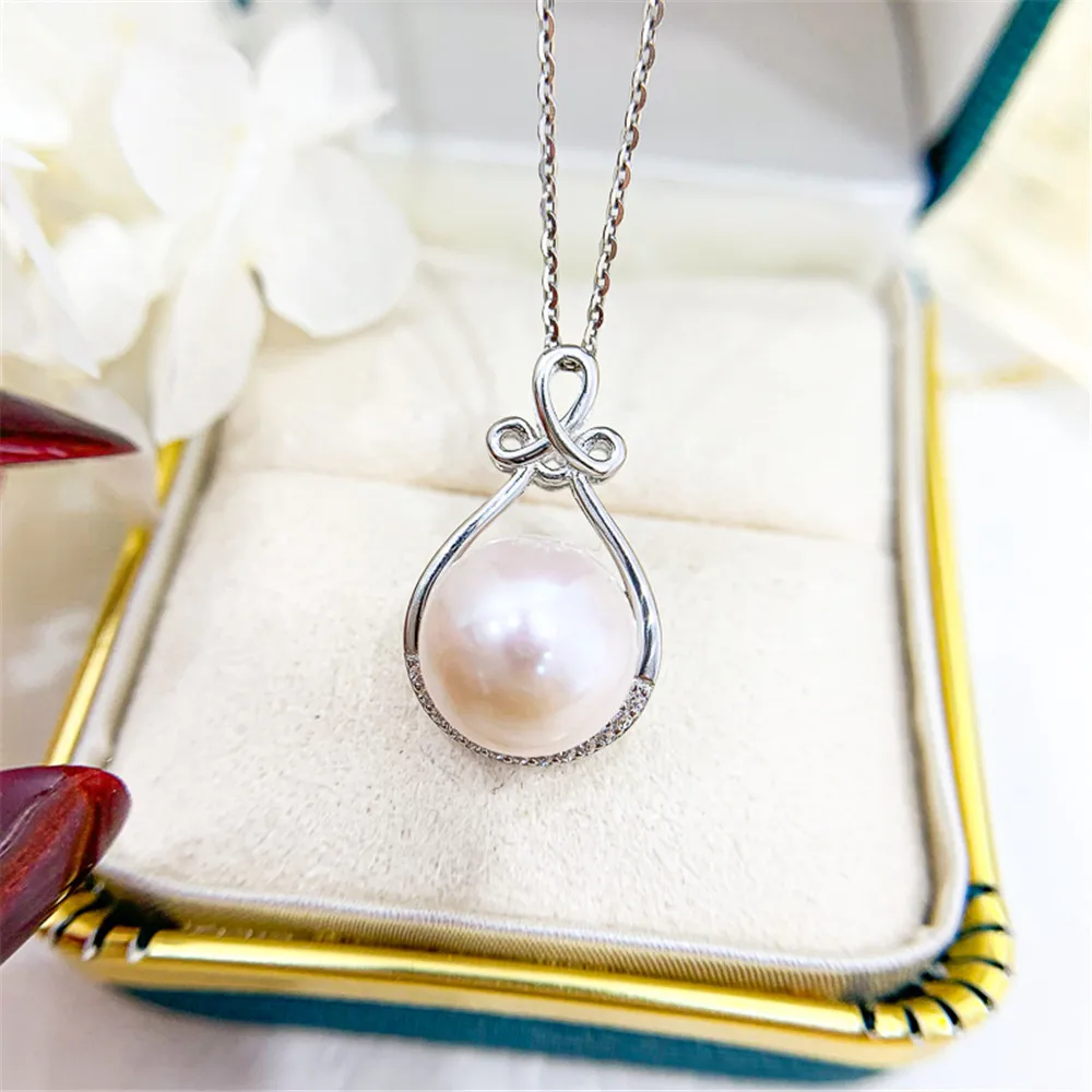 

DIY pearl accessories S925 sterling silver pendant empty holder concealer silver necklace pendant with 9-11mm beads