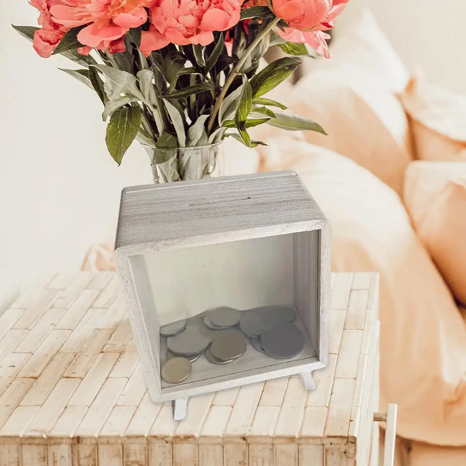 Salvadanaio In Legno 'Adventure Awaits' - Con Cornice, 20x20 Cm | Verde - Foto 14