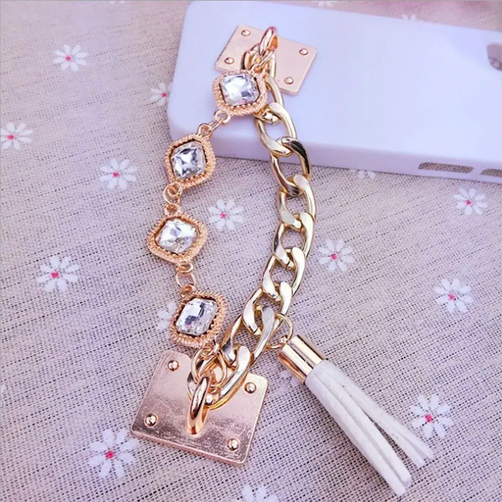 Elegant Rhinestone Beaded Phone Lanyard and Charm Accessory