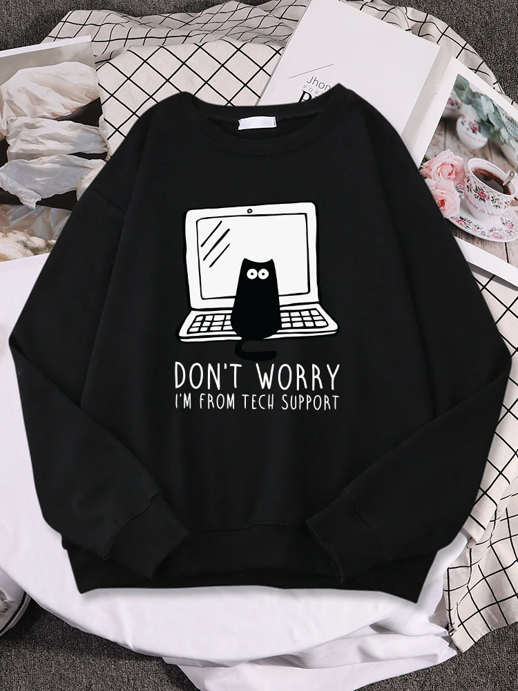 dont worry i am from tech support black cat sweater