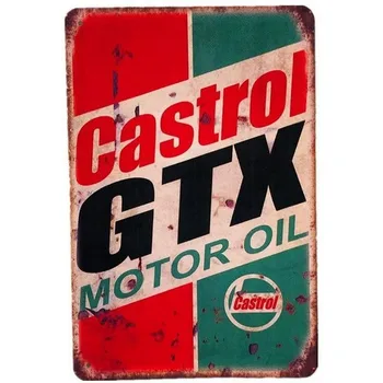 Castrol GTX Motor Oil Tin Sign Retro Auto Shop Wall Decor Man Cave Garage