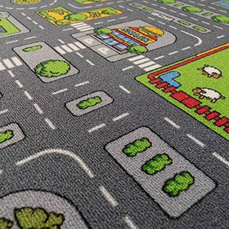 Children's Kids Boys City Town Car Roads Interactive Playroom Playmat Soft Play Carpet Mat