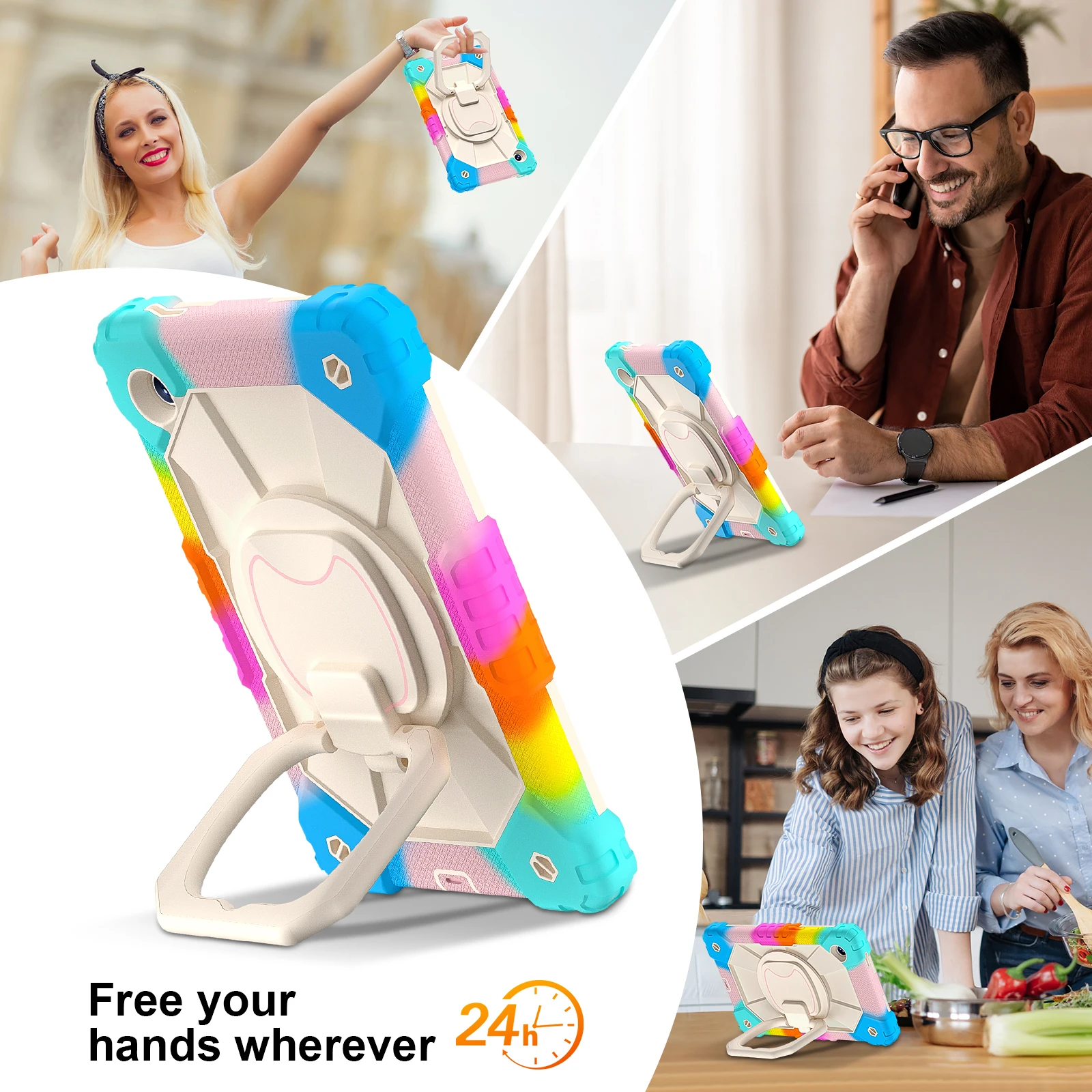 360-Degree Rotating Kids Tablet Case with Shoulder Strap