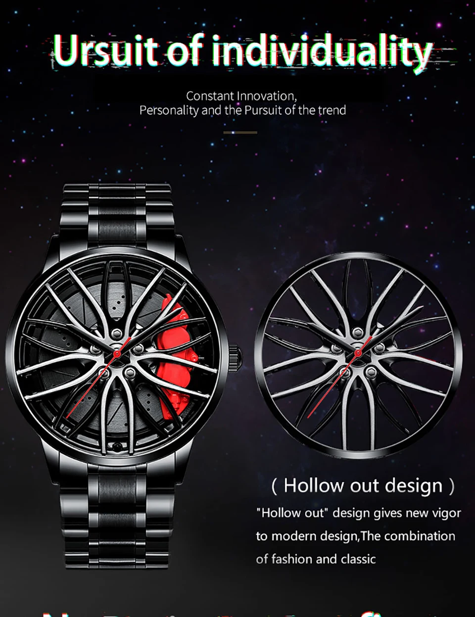2022 Watch for Men Unique Custom Design Real 3D Car Wheel Watch Fashion Waterproof Sport Watch Men Rim Hub Watch Quartz Watch