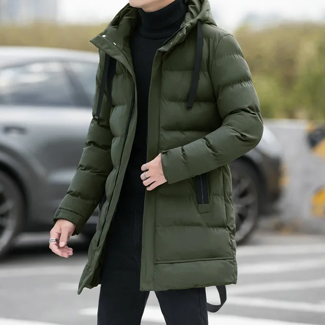 Long Puffer Jacket Men Autumn Parka 