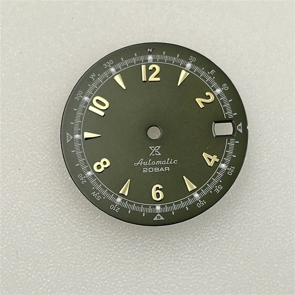 LICHIFIT Vintage 28.5Mm Horloge Dial Groene Lichtgevende Wijzerplaat met Kalender voor NH35 Horloge Beweging Reparatie Deel LICHIFIT Vintage 28.5Mm Horloge Dial Groene Lichtgevende Wijzerplaat met Kalender voor NH35 Horloge Beweging Reparatie Deel