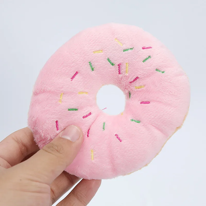 Soft Dog Donuts Plush Pet Dog Toys For Dogs Chew Toy Cute Puppy Squeaker Sound Toys Funny Puppy Small Medium Dog Interactive Toy 4