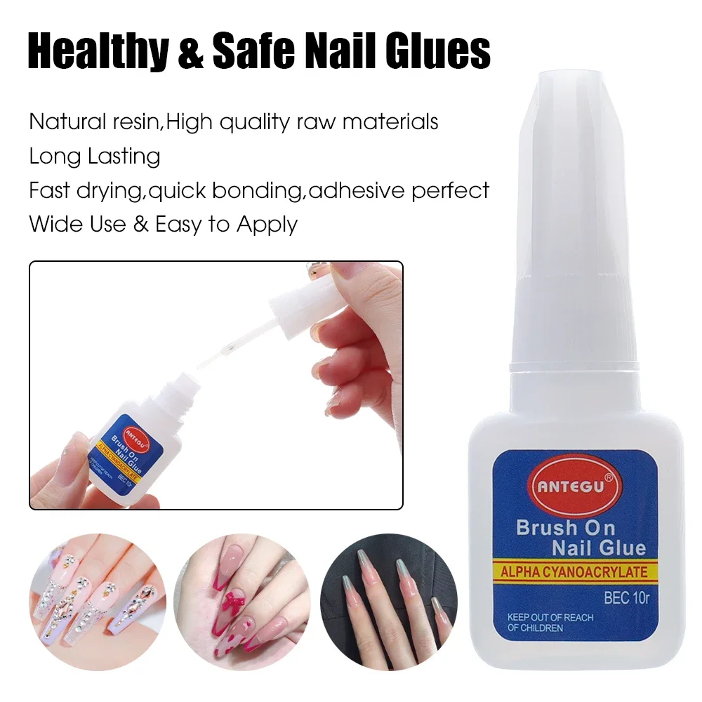 2/10ML Nail Glue for Acrylic Fast Drying Nail Tip Glue Professional False Nails Tips Glue for Strong Nails Rhinestone Adhesive