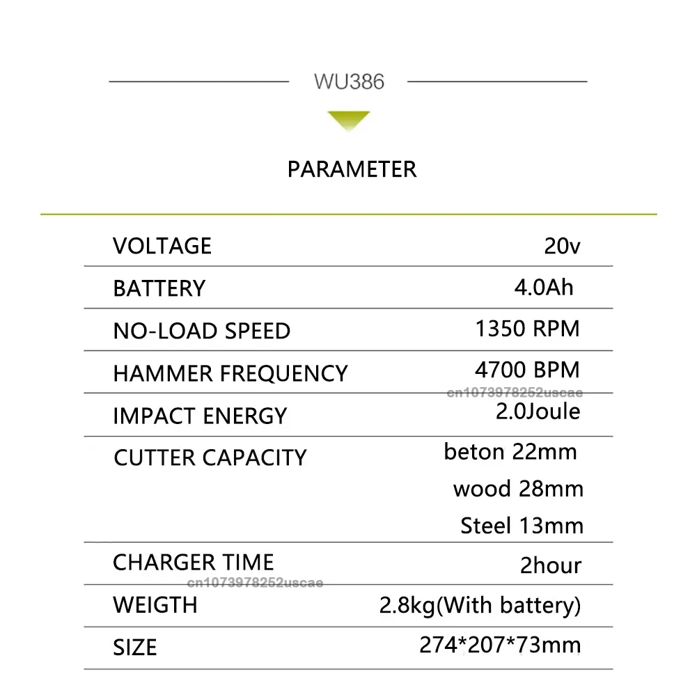 Worx WU386 Heavy Duty Cordless Rotary Hammer Brushless Motor 20v 1350rpm Impact 2J 4700bpm Power [Non Battery and Charger] 6