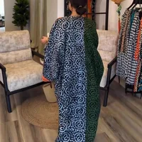 Elelgant V-Neck Simple Loose Dress Women 2025 Spring Summer Holiday Printing Patchwork Maxi Dress Casual - Image 3