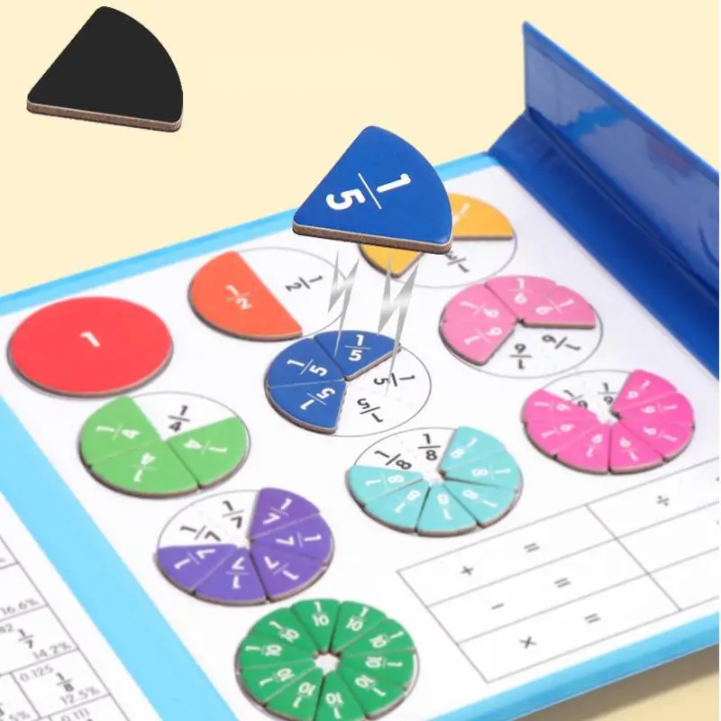 Fraction Learning Math Montessori Arithmetic Teaching Board Games Wooden Book Educational Toys For Children Party Game Christmas 4