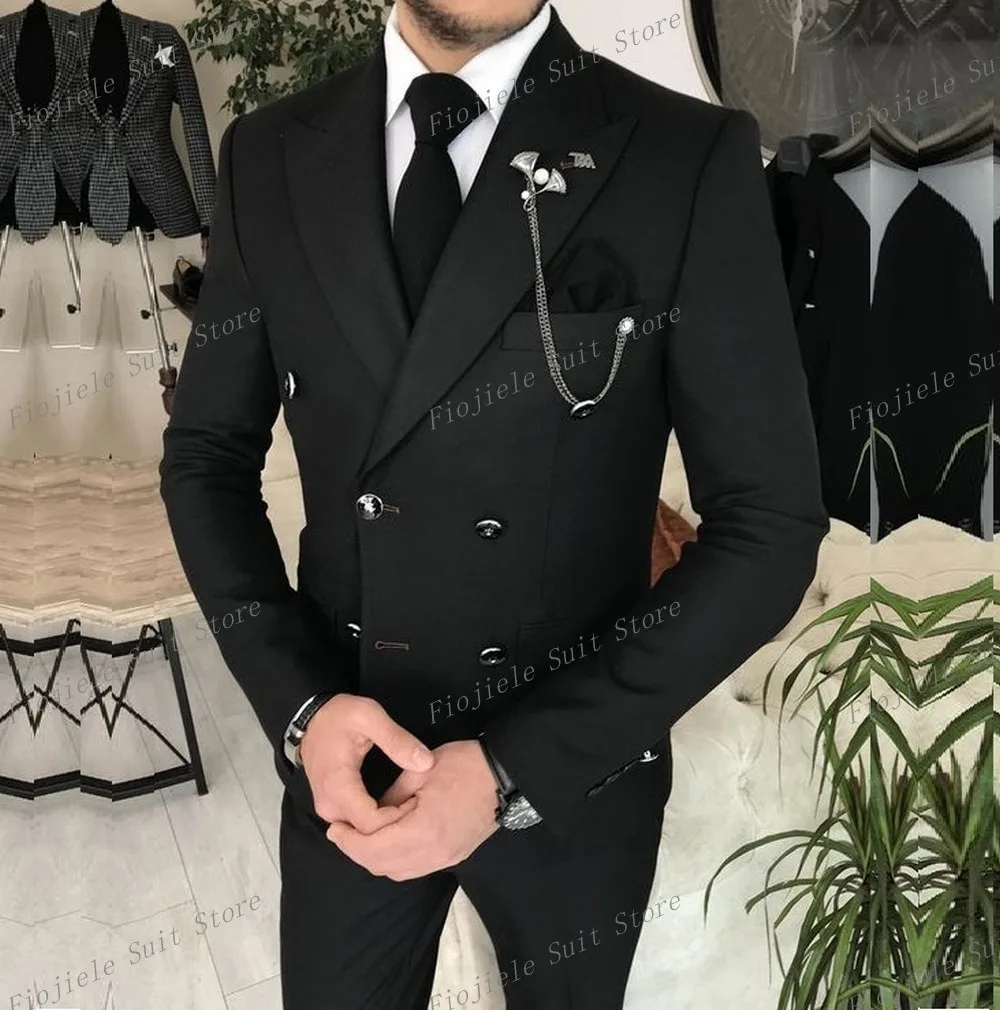 

New Male Black Business Groom Groomsman Prom Wedding Party Formal Occasion Tuxedos Men Suit 2 Piece Set Jacket And Pants