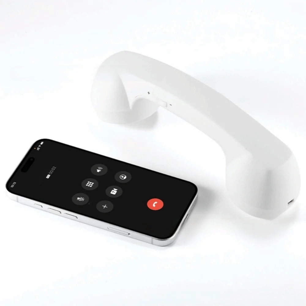 Wireless Handheld Microphone Phone Handset in Black - Telephone-Style Cell Receiver