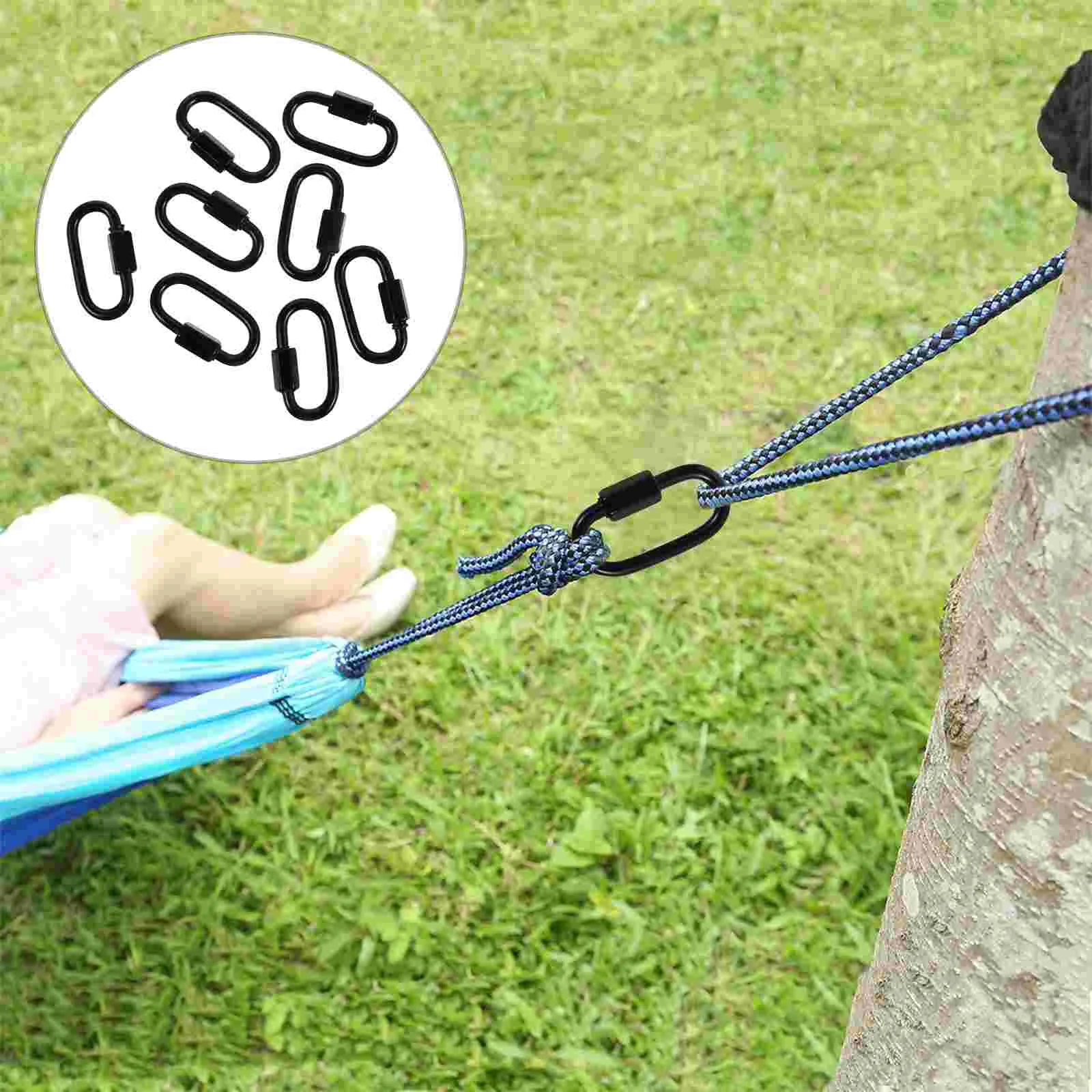 

8 Pcs Carabiner Trailer Connectors Safety Locking Rope Quick Link Chain Outdoor Iron Lifting Hooks