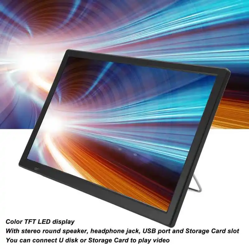 16 Inch 100‑240V Portable LED TV High Sensitivity Tuner Rechargeable LED Digital TV with Stand for Outdoor EU Plug