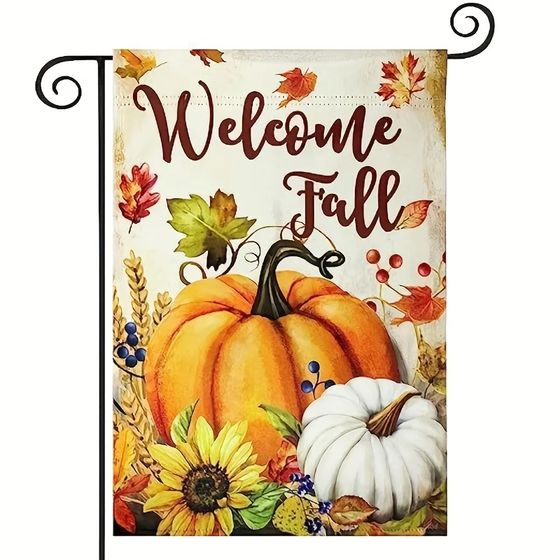 ARGOOFG Gartenflagge Herbst – 30x45 Cm, Doppelseitig, Mit Kürbissen & Sonnenblumen, Wetterfestes Polyester