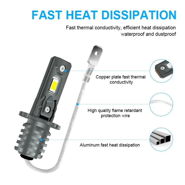 2x H3 LED Fog Lights Bulb Super Bright High Power 9-60V 5400LM 6000K 3000K 8000K Car Driving Running Lamp Auto Light 12V 24V