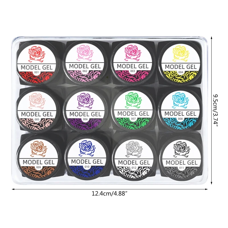 12 Colors/Set 3D Carved Gel Drawing Gel Polish Soak Off