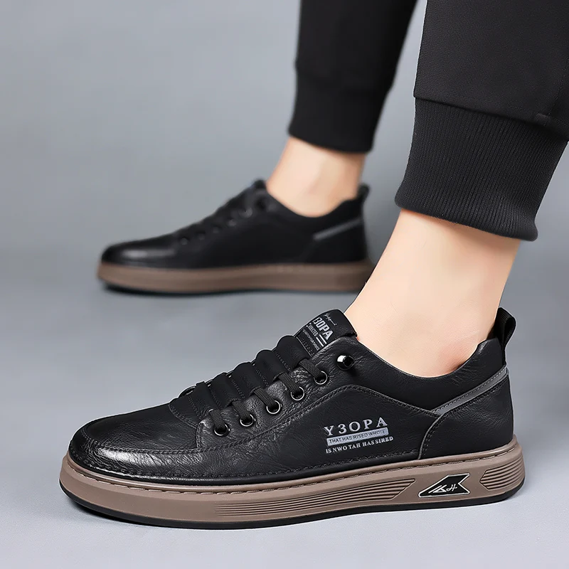 High Quality Skate Shoes Men 2024 Hot Sale Men Casual Walking Shoes Stylish Men's Vulcanize Shoes Genuine Leather Men's Footwear 4