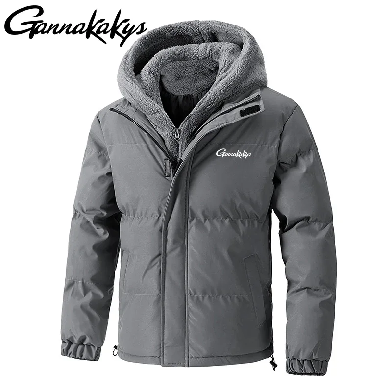 Winter Men's Fishing Jacket, Outdoor Sports Warm Jacket, Outdoor Down Fashionable Hooded Cotton Jacket