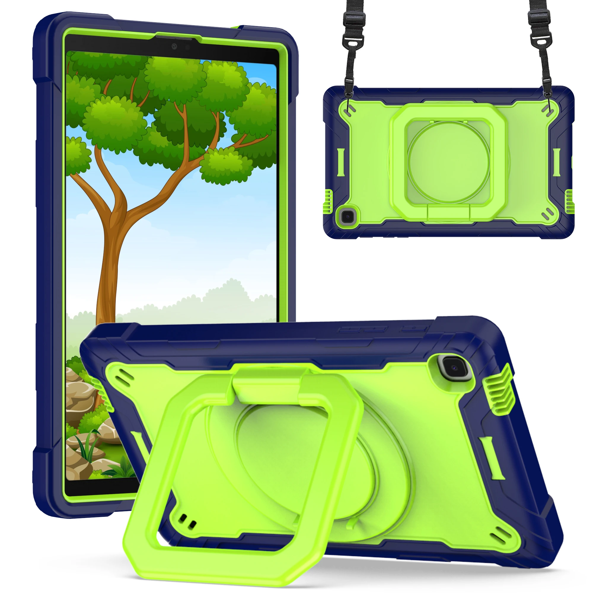 Enhanced Shockproof Tablet Case with 360° Rotatable Stand & Strap