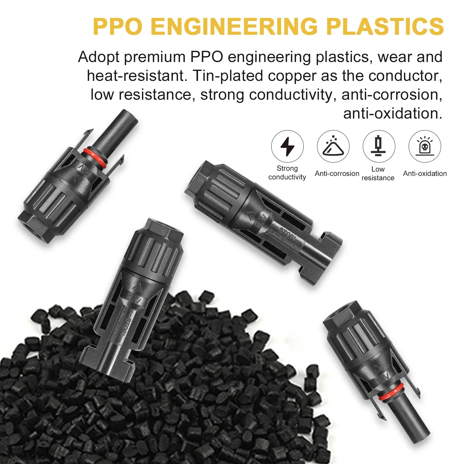 Solar Connector PV Solar Panel Connectors Male & Female 1000V 30A for Cable 14/12/10AWG solar system use solar connectors electrical connectors electrical connector cable connector 1/5/10 Pairs