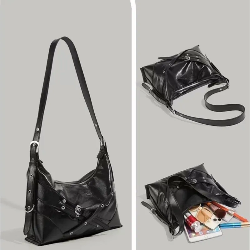 JIAERDI Hot Girls Black Underarm Shoulder Bags Female Fashionable Casual Crossbody Bags Female Versatile Messenger Bag 2025 New