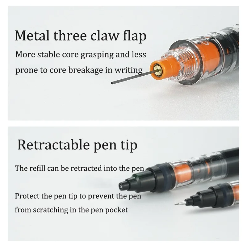 UNIStationery 자동 기계식 연필 미끄럼 방지 그립 펜 확장 가능한 펜 팁 0.5mm 리필 회전 회전 방지 파손 코어
