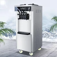 Commercial soft ice floor standing ice cream machine, 3 flavors, 2 hoppers, 3 dispensers, used in restaurants and snack shops 1