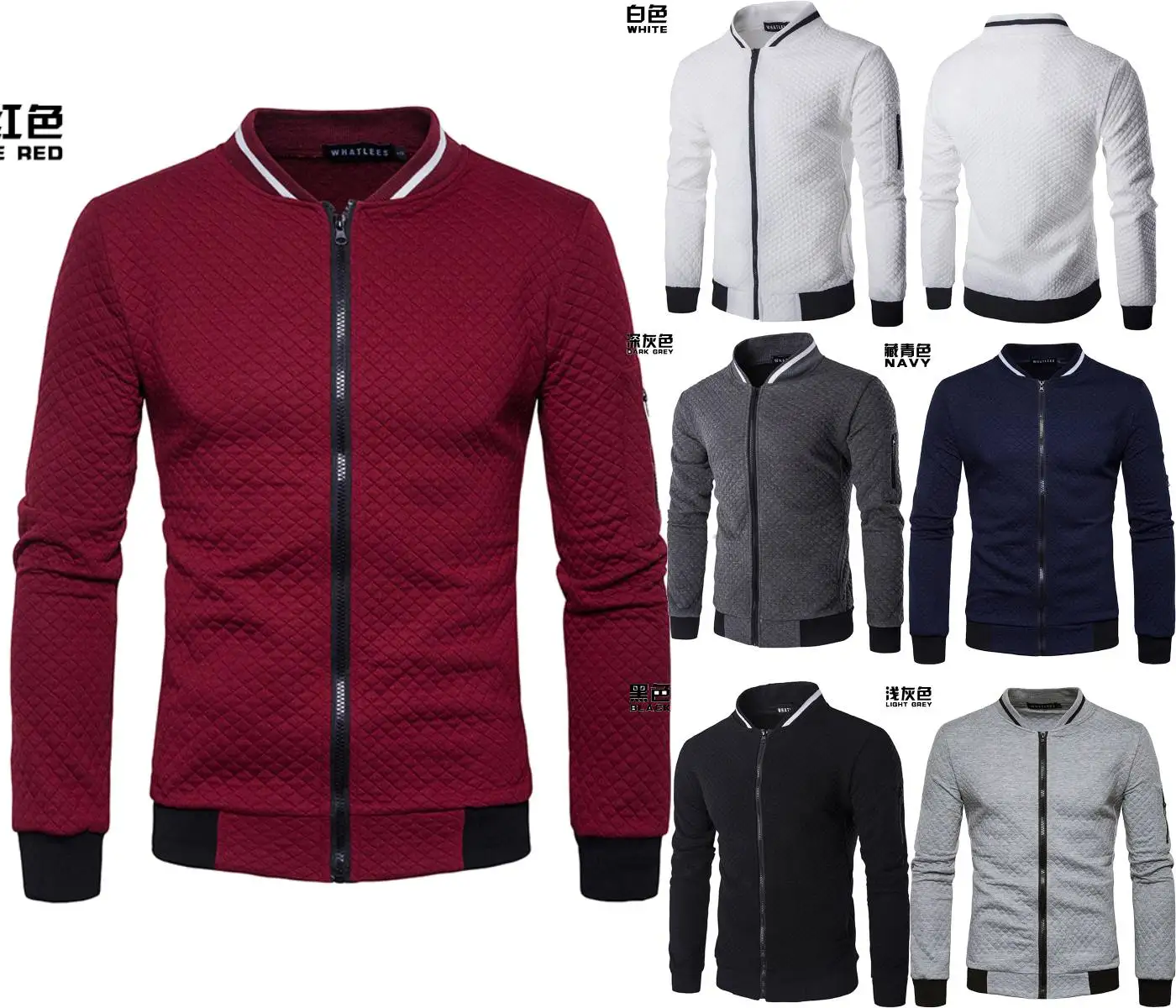 Men's Golf Sportswear Bomber Jacket Jacquard Plaid Coats Zipper Stand Collar Outerwear Casual Tops Men Jacket Sweatshirts S--4XL sweatshirts classic british plaid textured zipper collar sweatshirt in red size 2xl 3xl l m s xl