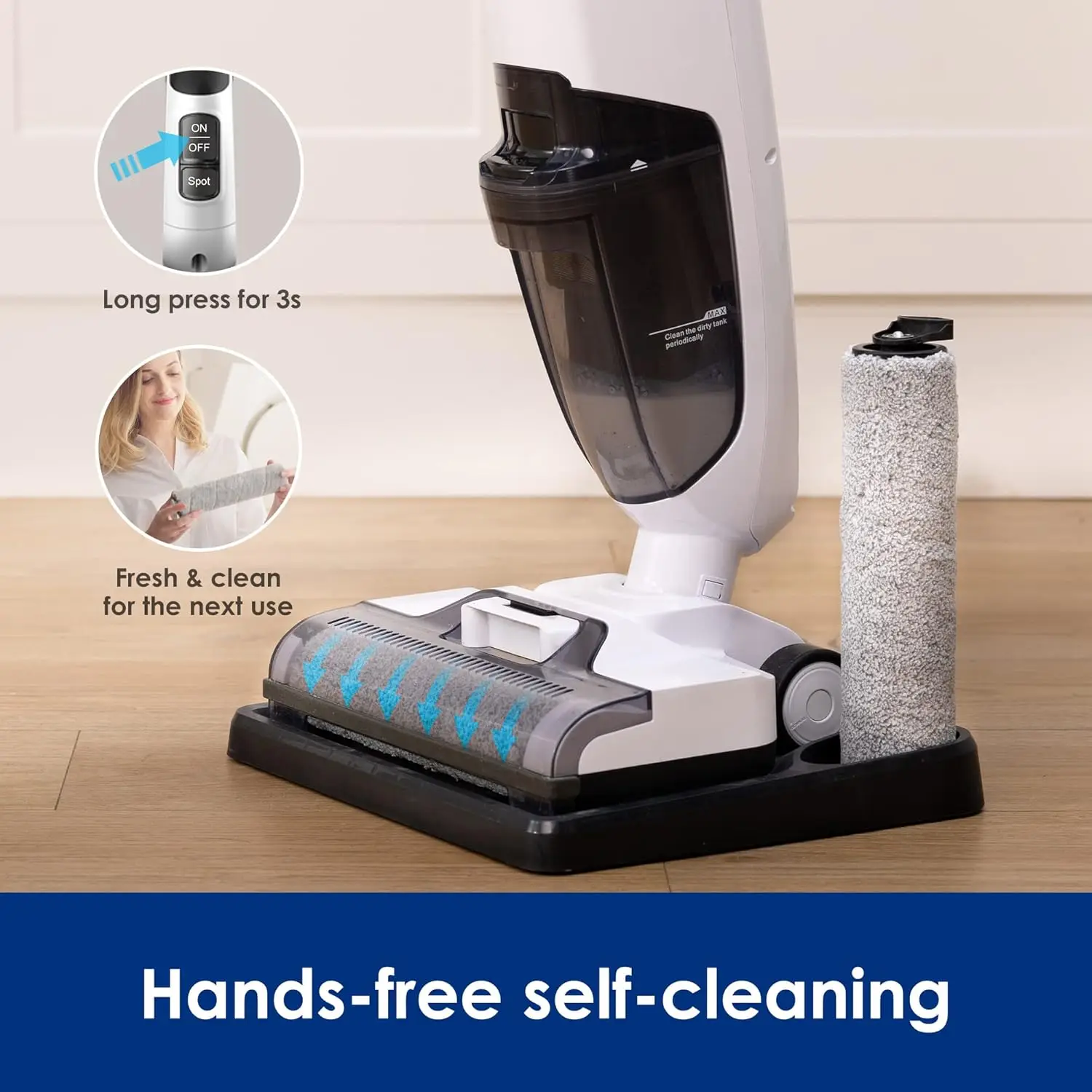 Tineco iFLOOR 2 Cordless Wet Dry Vacuum Floor Cleaner & Mop, One-Step Cleaning for Hard Floors,Great for Sticky Messes &Pet Hair 5