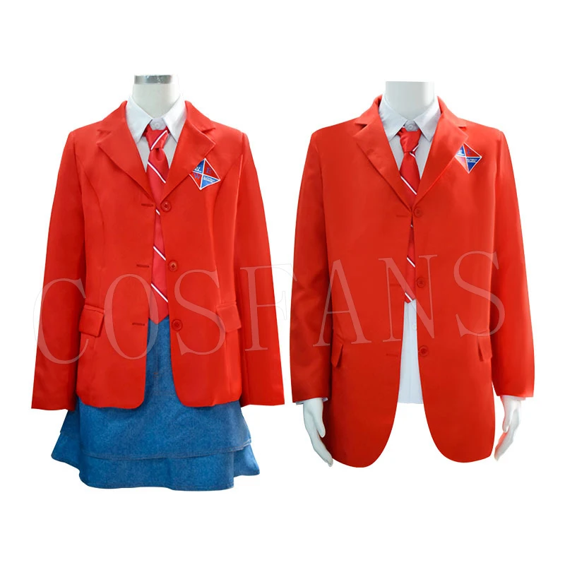 

EWS Rebelde School Uniform Cosplay Costumes Red Color Jacket Shirt Skirt Halloween Carnival Party for Girls High School Students