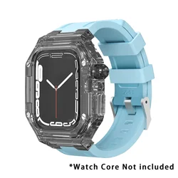 Deluxe Glacier Modification Kit with Transparent Mod Case and Rubber Band for Series 987 41mm (Blue B)