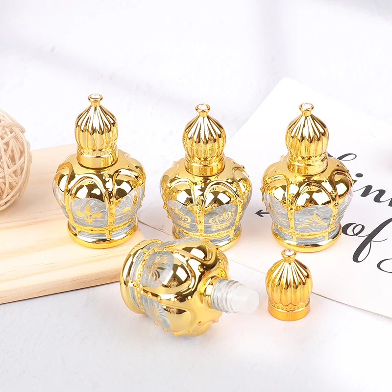 Exquisite 16ml Roll On Glass Bottle Refillable Mini Essential Oil Container Portable Perfume Bottle Gold Empty Roll-On Bottle