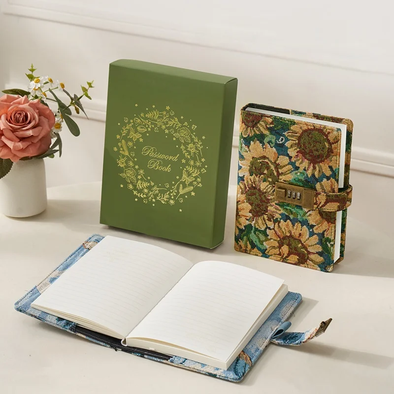 Floral Spiral-Bound Notebook with Lock - B6 Journal and Planner Stationery Organizer
