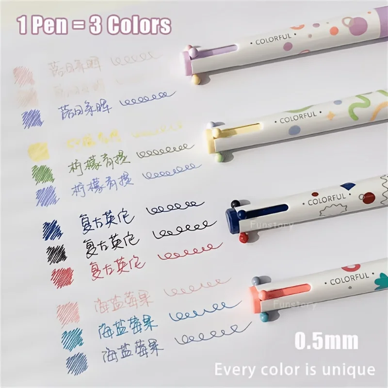 다양한 색상의 젤 펜 2팩(랜덤 색상), 0. 5mm 심플 3색 펜, 저널링용 마커 펜, 삼각형 배럴 드로잉 펜, 3색 일체형 다기능 필기용 펜, 사무용 및 학습용품, 빈티지 스타일 사무용 서명 필기 도구 |