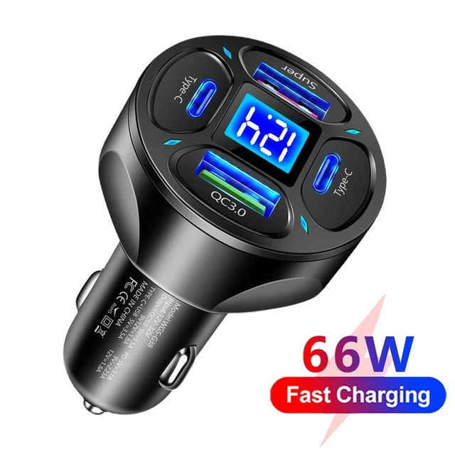 USB Auto Handy Ladegerät Schnell ladung 66w Super QC 3,0 Netzteil 4 Ports  Auto Handy