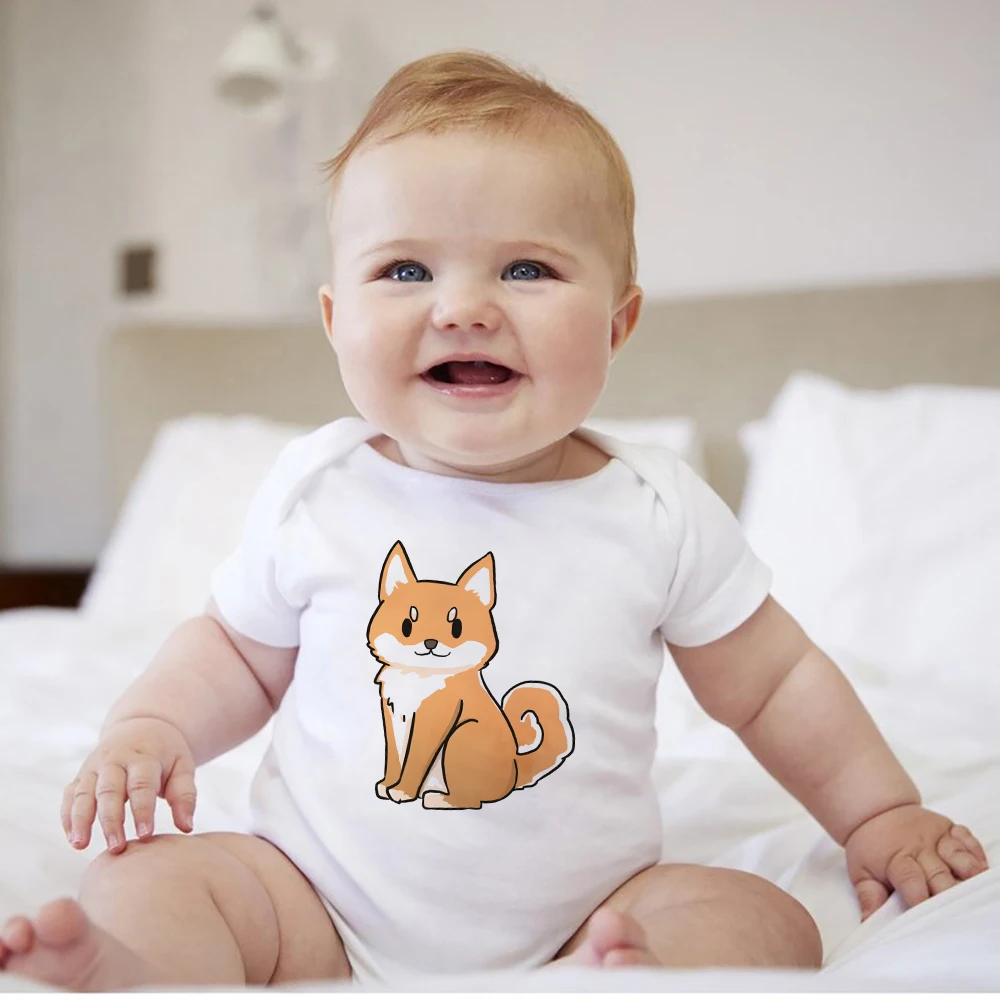 

Cute Shiba Inu Cartoon Animal Print Ropa Bebe Fashion Trend Newborn Baby Boy Bodysuits Oversize Soft Kawaii Toddler Girl Onesie