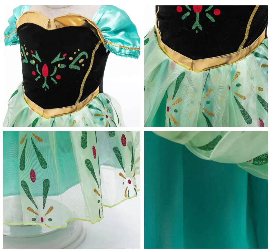 Disney Princess Dress For Girl Elsa Anna Rapunzel Costume Kid Birthday Party Clothes Carnival Cosplay Frozen1/2 Cinderella